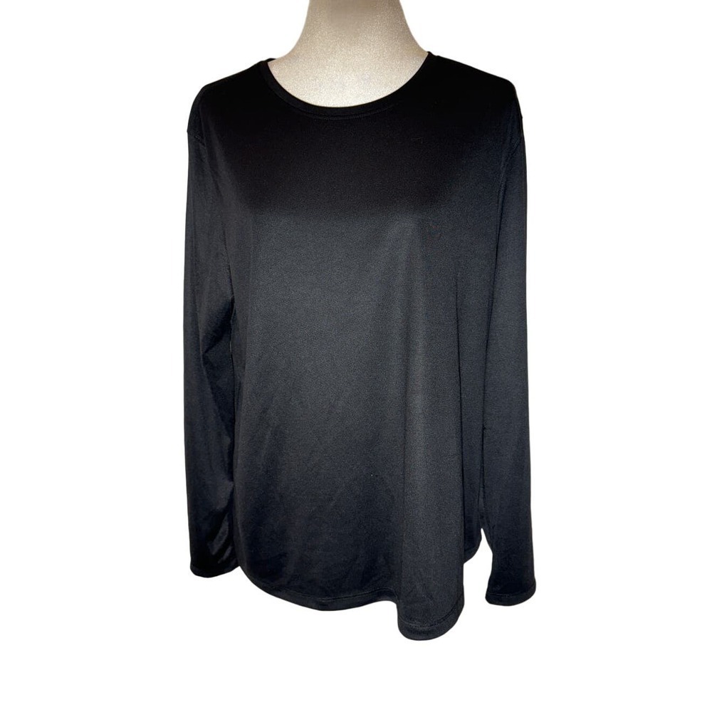 Athletic Black Long Sleeve Crew Neck Shirt - Size XL (16/18)